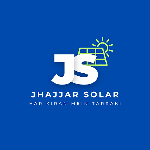 Jhajjar Solar Logo Jhajjar Solar Logo With Blue Background and Tagline- Har Kiran Mein Tarraki